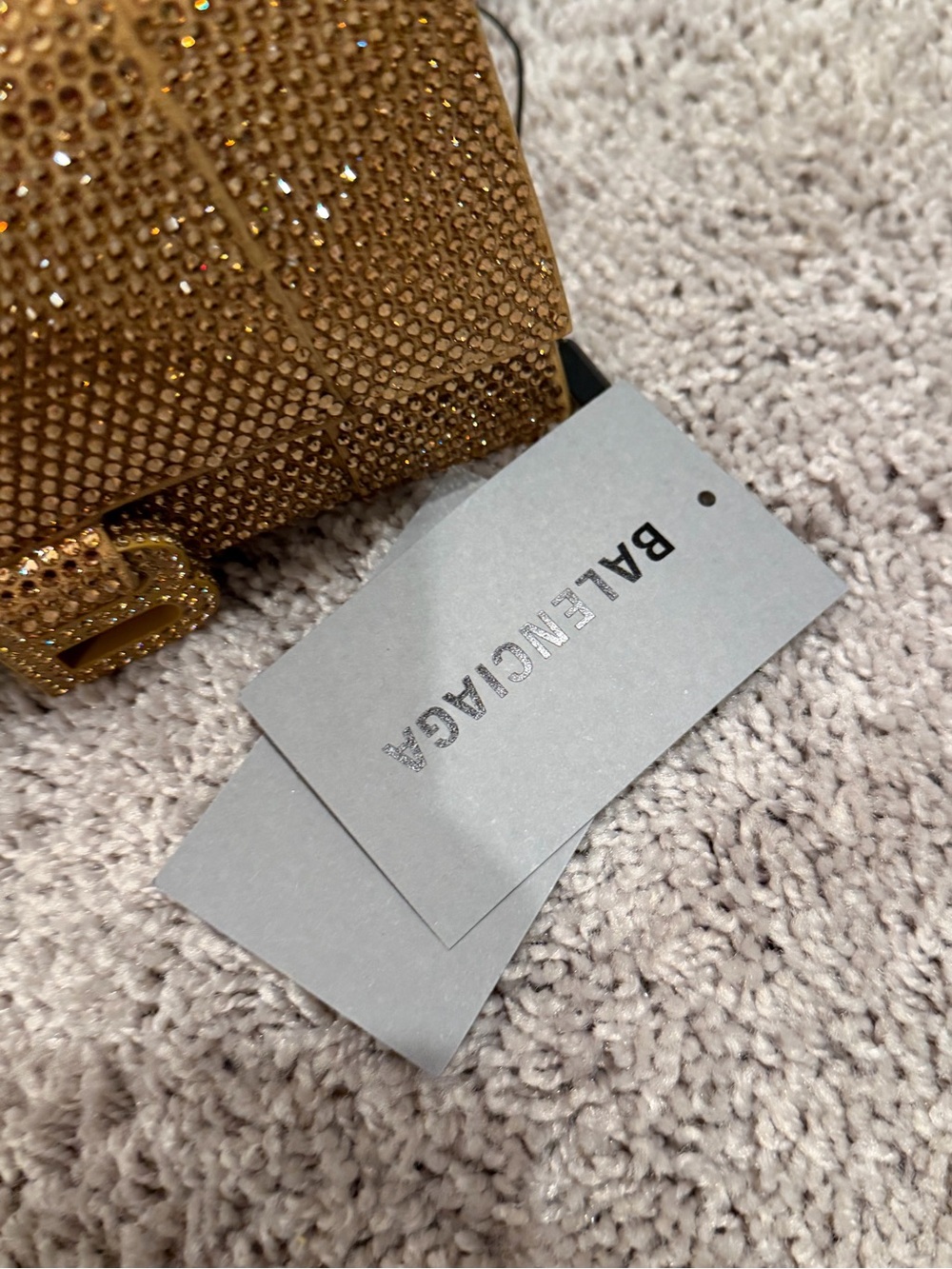 Balenciaga Gold/Brown Leather XS Crystal Hourglass Top Handle Bag new - Picture 11 of 12